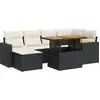 Image de vidaXL Ensemble de salon de jardin 7 pièces avec coussins noir poly rotin