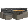 Image de vidaXL Ensemble de salon de jardin 7 pièces avec coussins Gris Poly rotin