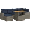 Image de vidaXL Ensemble de salon de jardin 7 pièces avec coussins Gris Poly rotin