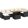 Image de vidaXL Ensemble de jardin canapé 8 pièces avec coussins noir poly rotin
