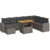 Image de vidaXL Ensemble de salon de jardin 9 pièces avec coussins Gris Poly rotin