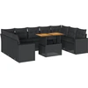 Image de vidaXL Ensemble de 10 canapés de jardin avec coussins noir poly rotin