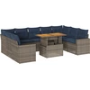 Image de vidaXL Ensemble de salon de jardin 10 pièces avec coussins Gris Poly Rattan