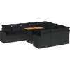 Image de vidaXL Ensemble de salon de jardin 11 pièces avec coussins noir poly rotin