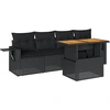 Image de vidaXL Ensemble de salon de jardin 5 pièces avec coussins noir poly rotin