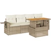 Image de vidaXL Ensemble de salon de jardin 5 pièces avec coussins Beige Poly Rattan