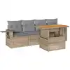 Image de vidaXL Ensemble de salon de jardin 5 pièces avec coussins Beige Poly Rattan