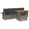Image de vidaXL Ensemble de salon de jardin 5 pièces avec coussins Gris Poly rotin