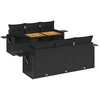 Image de vidaXL Ensemble de salon de jardin 7 pièces avec coussins noir poly rotin