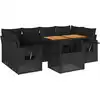 Image de vidaXL Ensemble de salon de jardin 7 pièces avec coussins noir poly rotin