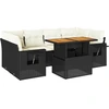 Image de vidaXL Ensemble de salon de jardin 7 pièces avec coussins noir poly rotin