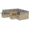 Image de vidaXL Ensemble de salon de jardin 9 pièces avec coussins beige Poly rotin