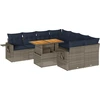 Image de vidaXL Ensemble de salon de jardin 9 pièces avec coussins Gris Poly rotin