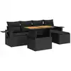 Image de vidaXL Ensemble de salon de jardin 6 pièces avec coussins noir poly rotin