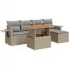 Image de vidaXL Ensemble de salon de jardin 6 pièces avec coussins Beige Poly Rattan
