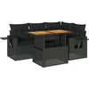 Image de vidaXL Ensemble de salon de jardin 5 pièces avec coussins noir poly rotin