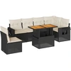 Image de vidaXL Ensemble de salon de jardin 7 pièces avec coussins noir poly rotin