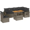 Image de vidaXL Ensemble de salon de jardin 7 pièces avec coussins Gris Poly rotin