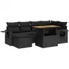 Image de vidaXL Ensemble de salon de jardin 7 pièces avec coussins noir poly rotin