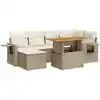 Image de vidaXL Ensemble de salon de jardin 7 pièces avec coussins Beige Poly Rattan