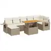 Image de vidaXL Ensemble de jardin canapé 8 pièces avec coussins Beige Poly Rattan