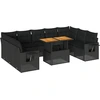 Image de vidaXL Ensemble de 10 canapés de jardin avec coussins noir poly rotin