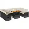 Image de vidaXL Ensemble de 10 canapés de jardin avec coussins noir poly rotin