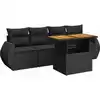Image de vidaXL Ensemble de salon de jardin 5 pièces avec coussins noir poly rotin