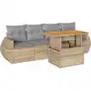 Image de vidaXL Ensemble de salon de jardin 5 pièces avec coussins Beige Poly Rattan
