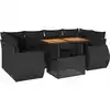 Image de vidaXL Ensemble de salon de jardin 7 pièces avec coussins noir poly rotin