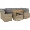 Image de vidaXL Ensemble de salon de jardin 7 pièces avec coussins Beige Poly Rattan