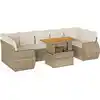 Image de vidaXL Ensemble de jardin canapé 8 pièces avec coussins Beige Poly Rattan
