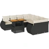 Image de vidaXL Ensemble de salon de jardin 9 pièces avec coussins noir poly rotin