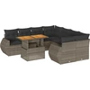 Image de vidaXL Ensemble de salon de jardin 9 pièces avec coussins Gris Poly rotin