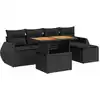 Image de vidaXL Ensemble de salon de jardin 6 pièces avec coussins noir poly rotin