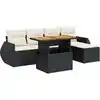 Image de vidaXL Ensemble de salon de jardin 6 pièces avec coussins noir poly rotin