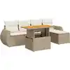 Image de vidaXL Ensemble de salon de jardin 6 pièces avec coussins Beige Poly Rattan