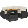 Image de vidaXL Ensemble de salon de jardin 5 pièces avec coussins noir poly rotin