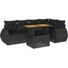 Image de vidaXL Ensemble de salon de jardin 6 pièces avec coussins noir poly rotin