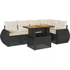Image de vidaXL Ensemble de salon de jardin 6 pièces avec coussins noir poly rotin
