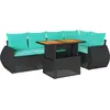 Image de vidaXL Ensemble de salon de jardin 6 pièces avec coussins noir poly rotin