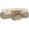 Image de vidaXL Ensemble de salon de jardin 6 pièces avec coussins Beige Poly Rattan