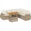 Image de vidaXL Ensemble de salon de jardin 7 pièces avec coussins Beige Poly Rattan