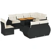 Image de vidaXL Ensemble de salon de jardin 9 pièces avec coussins noir poly rotin