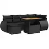 Image de vidaXL Ensemble de salon de jardin 7 pièces avec coussins noir poly rotin
