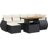 Image de vidaXL Ensemble de salon de jardin 7 pièces avec coussins noir poly rotin