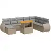 Image de vidaXL Ensemble de salon de jardin 9 pièces avec coussins beige Poly rotin