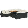 Image de vidaXL Ensemble de salon de jardin 11 pièces avec coussins noir poly rotin