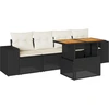 Image de vidaXL Ensemble de salon de jardin 5 pièces avec coussins noir poly rotin
