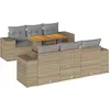 Image de vidaXL Ensemble de salon de jardin 7 pièces avec coussins Beige Poly Rattan